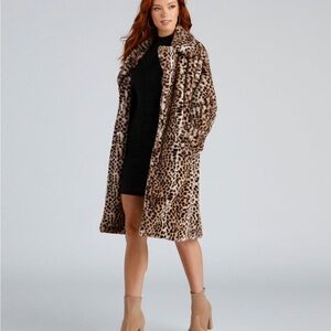 Fantastic Fawn Leopard Print Teddy Swing Coat